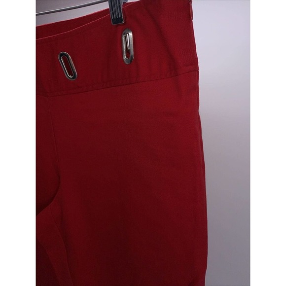 Work Order Capri Pants Red W/Silver Tone Metal Waist Detail Side Zip Size 12 EUC - Picture 4 of 11